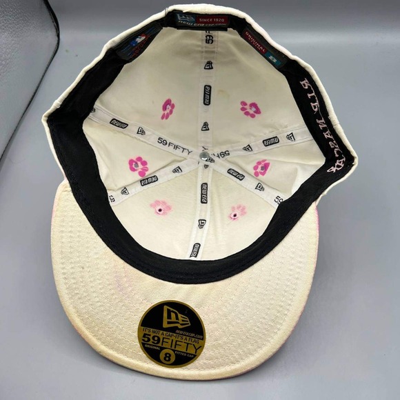 Vintage Atlanta Braves RIP Nascar Hat Men 8‎ Pink 59Fifty New Era MLB Fitted Cap - Picture 3 of 9